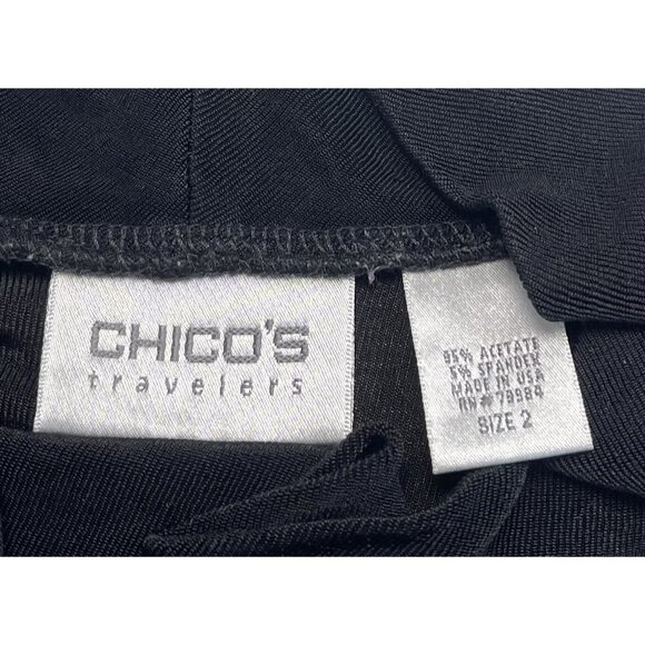 CHICO'S Travelers Womens SIZE 2 LARGE Black Cowl Neck L/S Knit SHIRT Top EUC - Picture 6 of 7